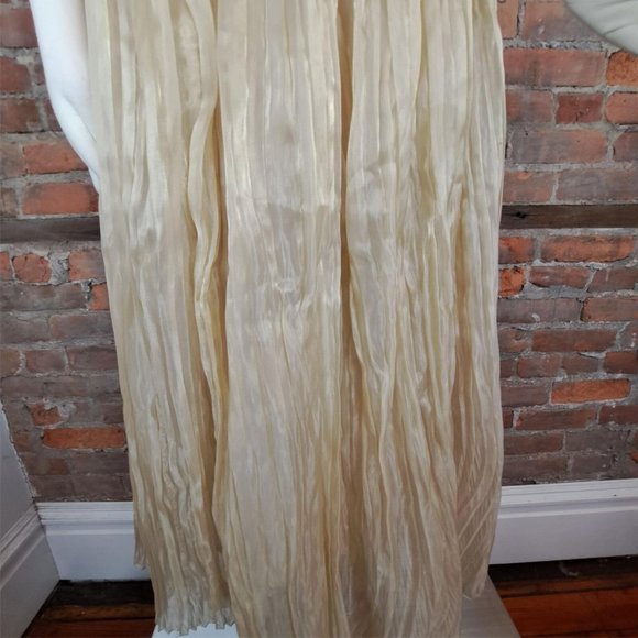 Vintage Skirt Metallic Gold Chiffon Pleated Maxi Size M - Picture 3 of 7